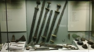 Sword display at museum