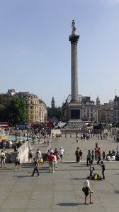 View of Trafalgar Square from the steps of the Art Museum 