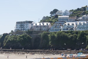 Roadway arch by the beach in Looe